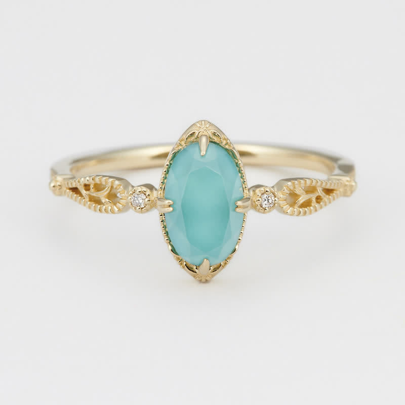 Collier et bague vintage en argent 925 avec aigue-marine Olivenorma