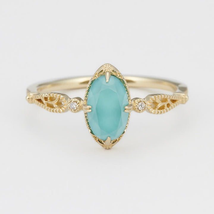 Collier et bague vintage en argent 925 avec aigue-marine Olivenorma