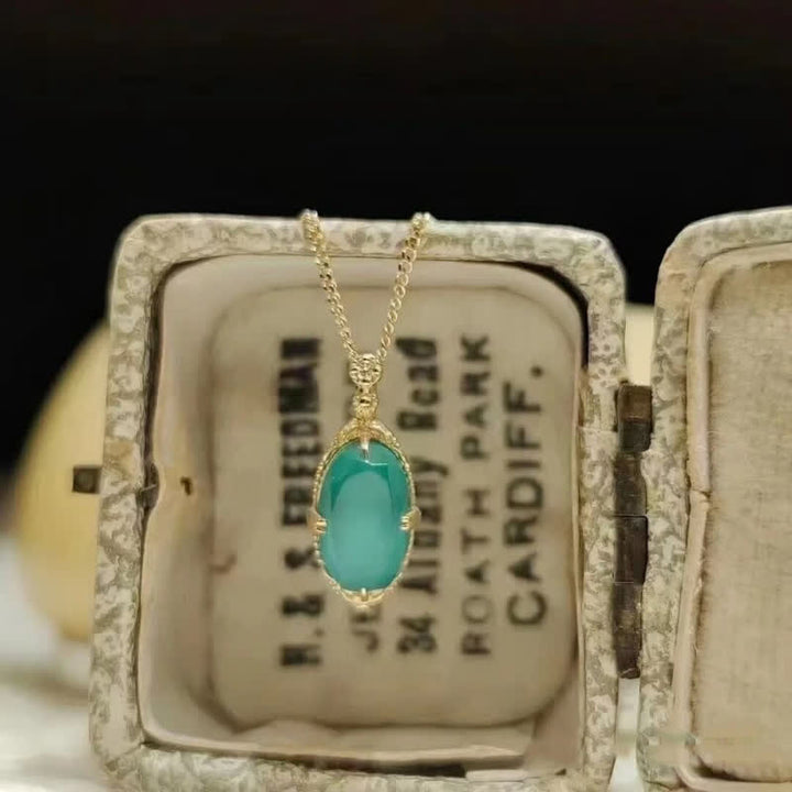 Collier et bague vintage en argent 925 avec aigue-marine Olivenorma