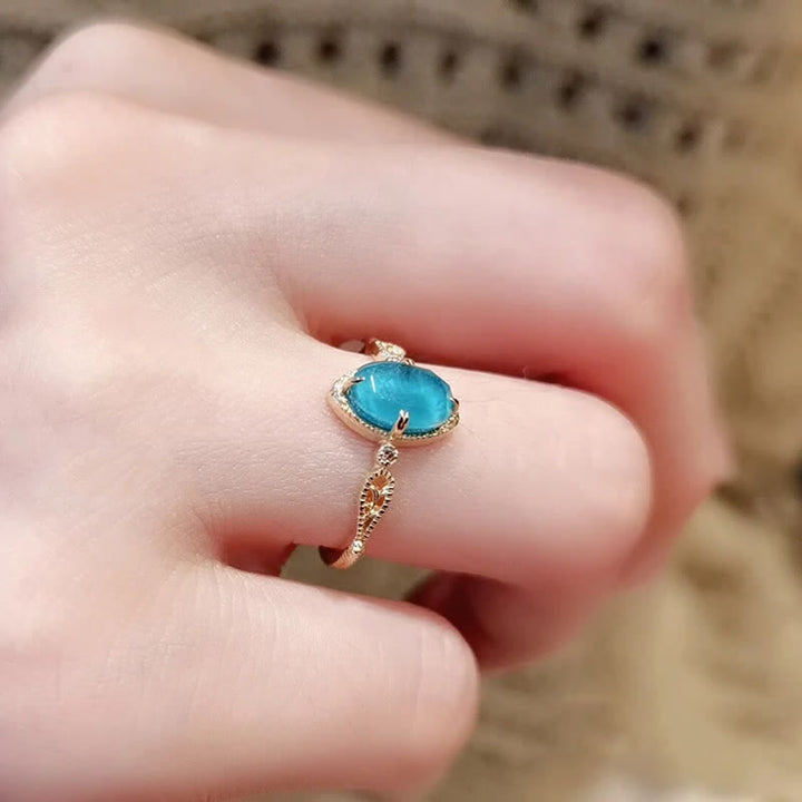 Collier et bague vintage en argent 925 avec aigue-marine Olivenorma