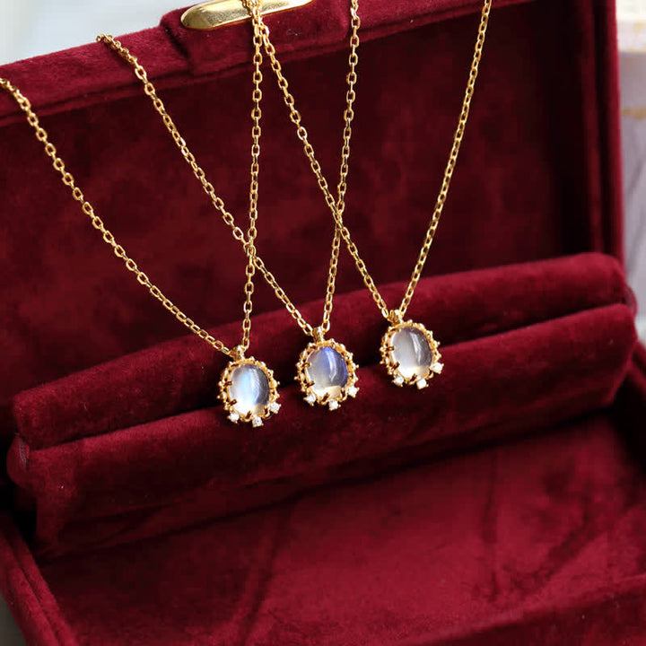 Collier avec pendentif en pierre de lune bleue Olivenorma 