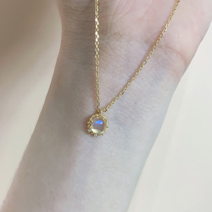 Collier avec pendentif en pierre de lune bleue Olivenorma 