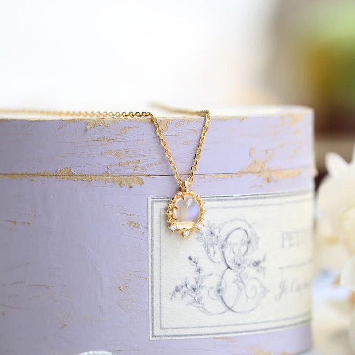 Collier avec pendentif en pierre de lune bleue Olivenorma 