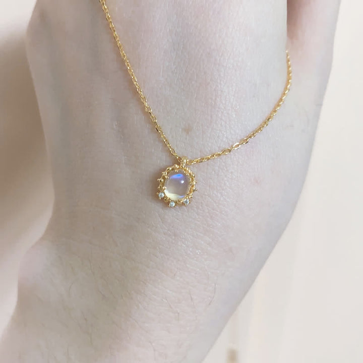 Collier avec pendentif en pierre de lune bleue Olivenorma 