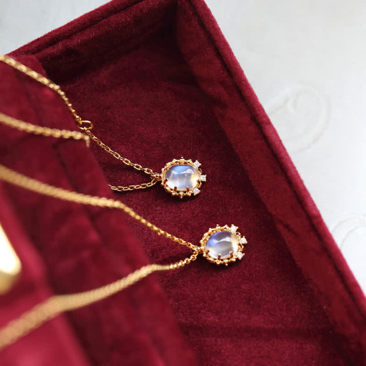 Collier avec pendentif en pierre de lune bleue Olivenorma 