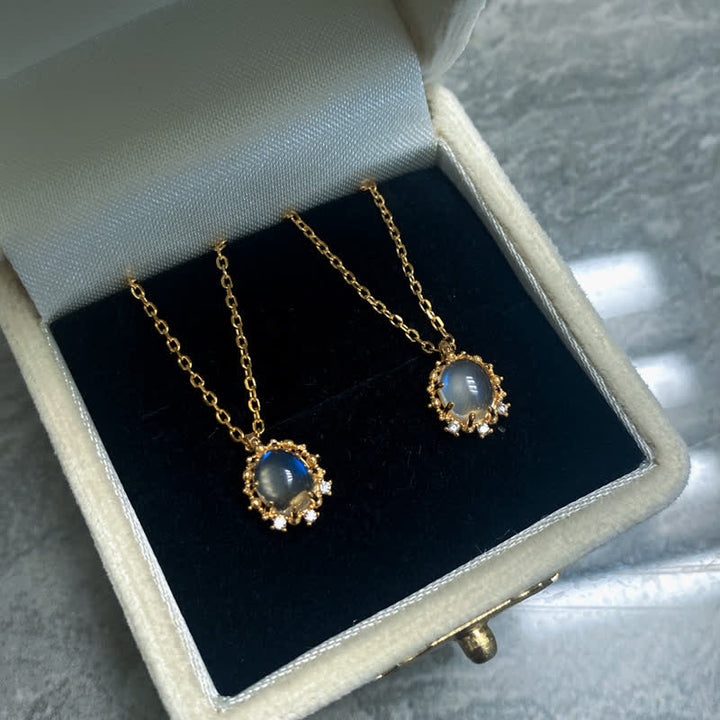 Collier avec pendentif en pierre de lune bleue Olivenorma 