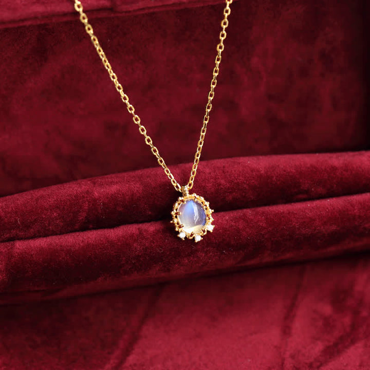 Collier avec pendentif en pierre de lune bleue Olivenorma 