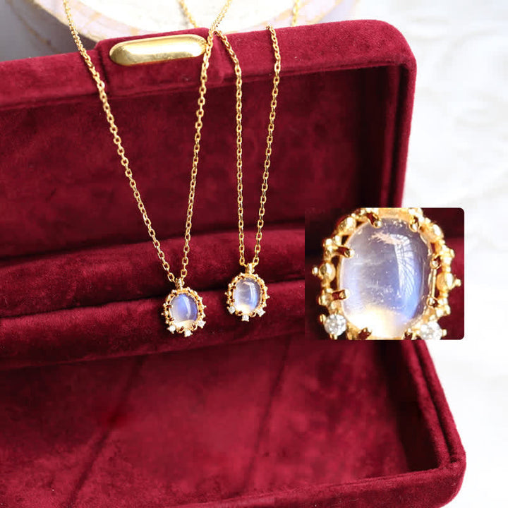 Collier avec pendentif en pierre de lune bleue Olivenorma 