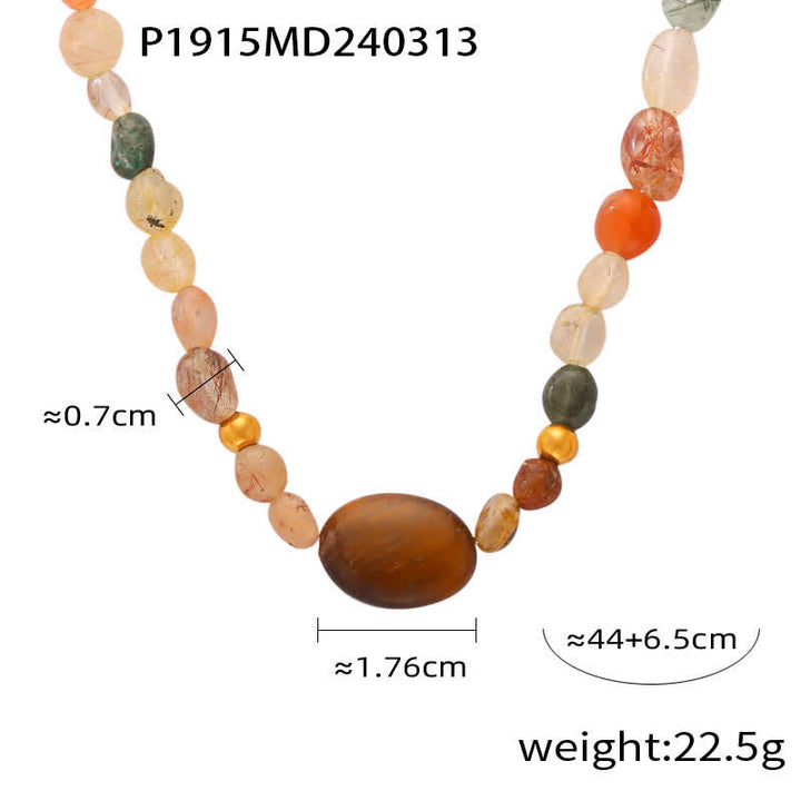 Collier de perles en pierre naturelle vintage Olivenorma 