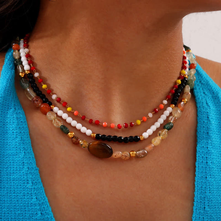 Collier de perles en pierre naturelle vintage Olivenorma 