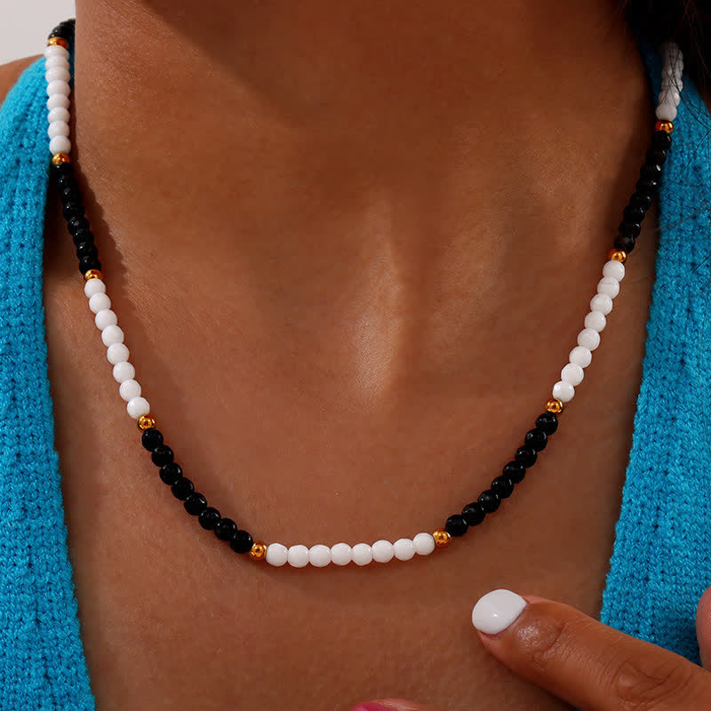 Collier de perles en pierre naturelle vintage Olivenorma 
