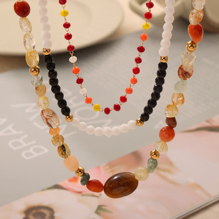 Collier de perles en pierre naturelle vintage Olivenorma 