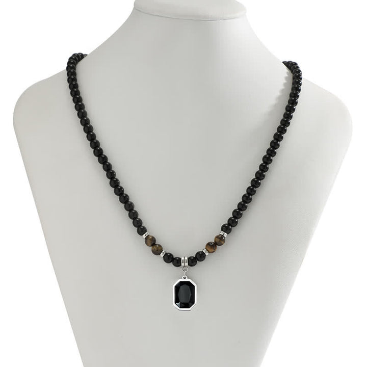 Collier pour homme en perles de pierre naturelle d'onyx noir Olivenorma - image 7