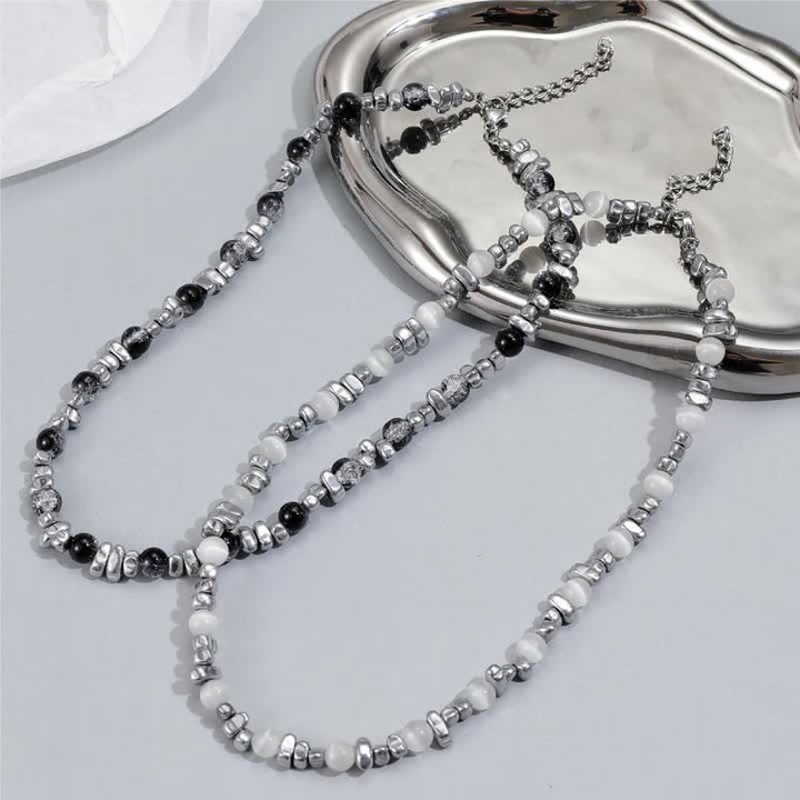Collier de perles en hématite avec pierre œil de chat Hip Hop Olivenorma