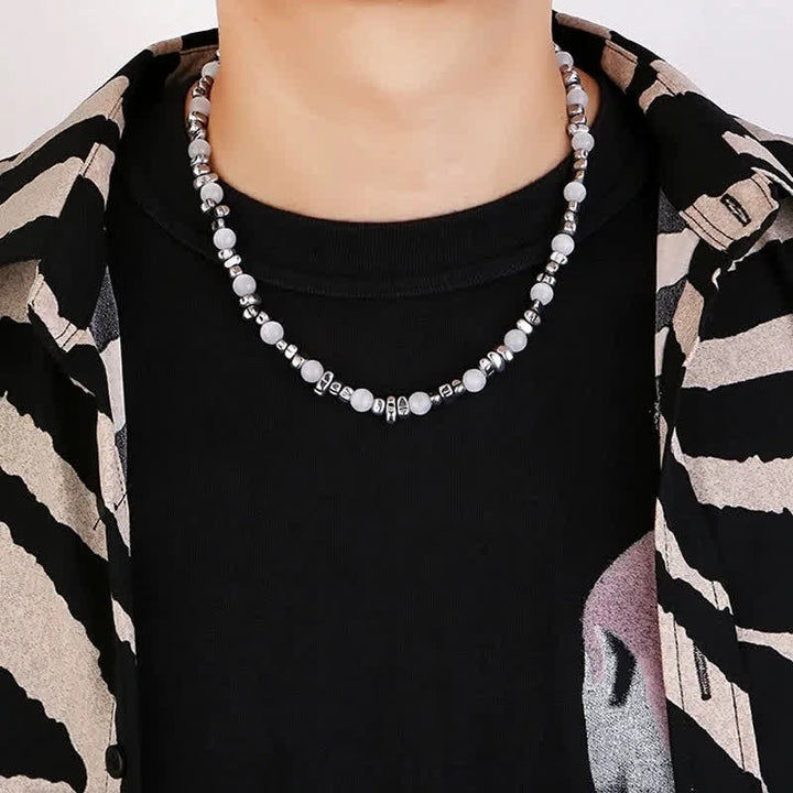 Collier de perles en hématite avec pierre œil de chat Hip Hop Olivenorma