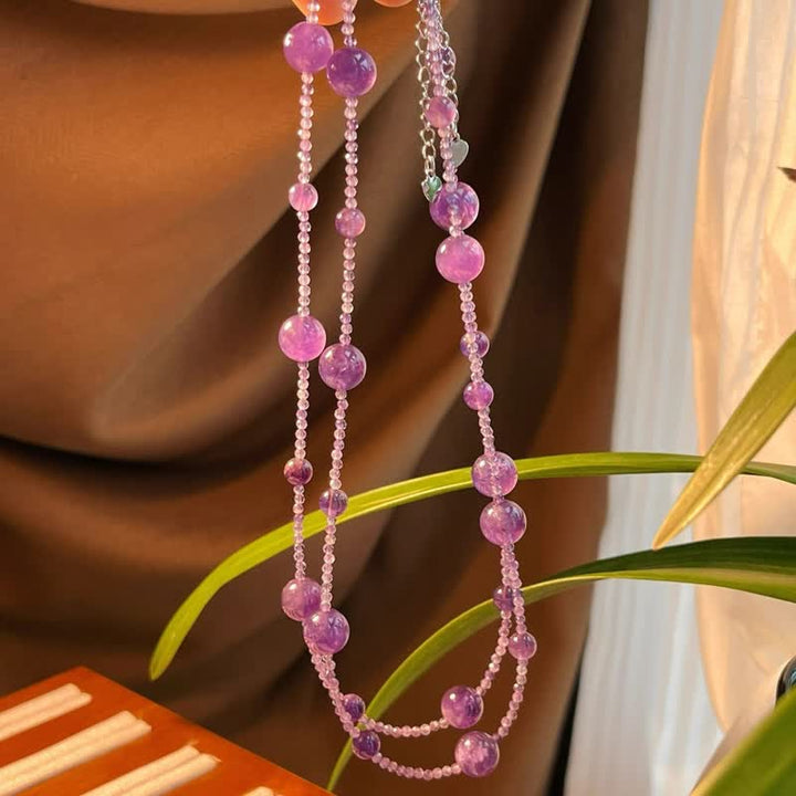 Collier de clavicule en grosses et petites perles d'améthyste naturelle Olivenorma