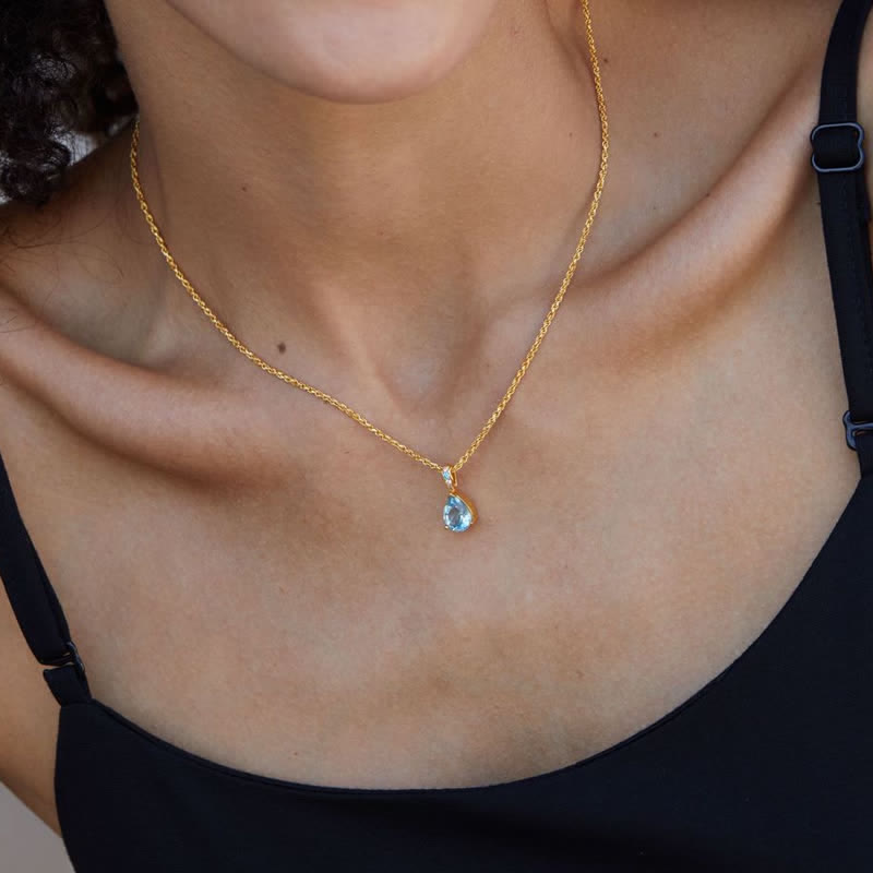 Collier chaîne en corde de chanvre avec topaze naturelle en argent 925 Olivenorma