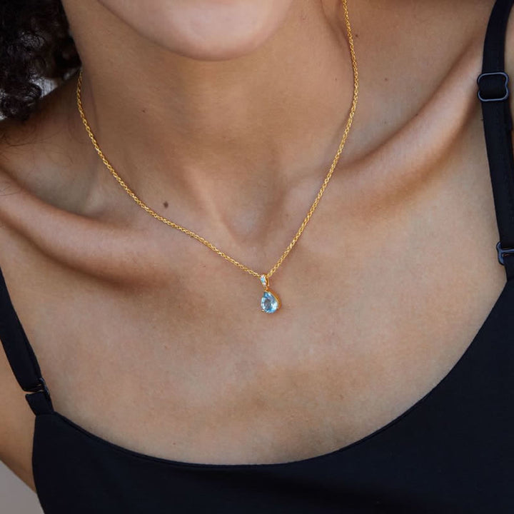 Collier chaîne en corde de chanvre avec topaze naturelle en argent 925 Olivenorma