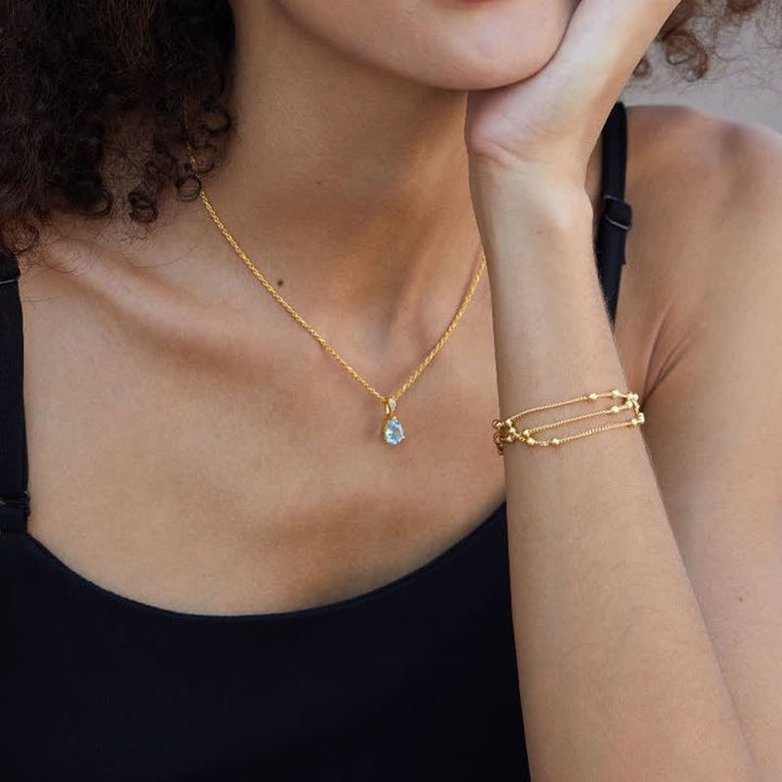 Collier chaîne en corde de chanvre avec topaze naturelle en argent 925 Olivenorma