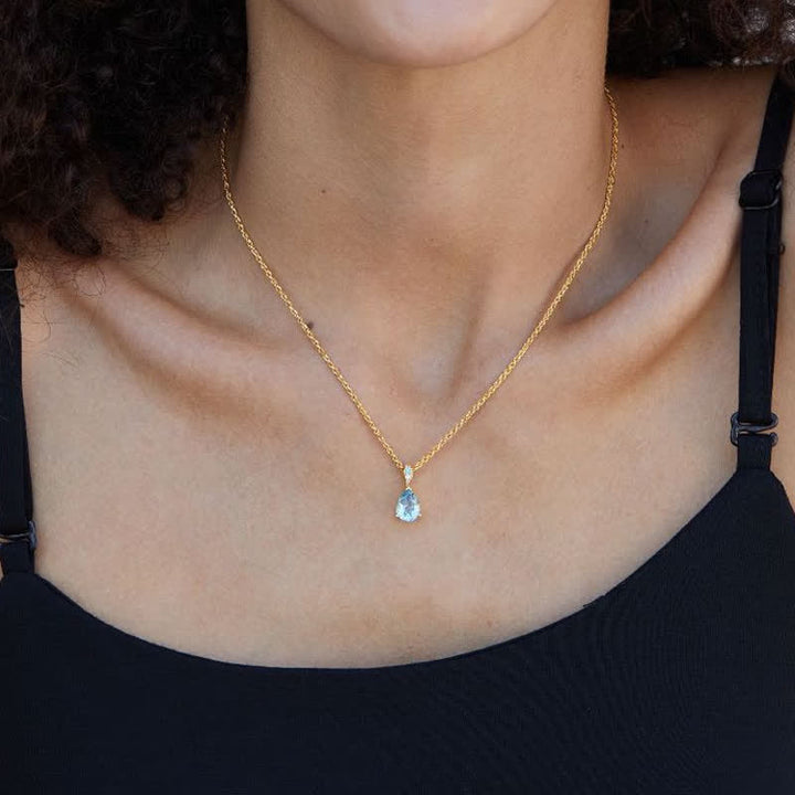 Collier chaîne en corde de chanvre avec topaze naturelle en argent 925 Olivenorma