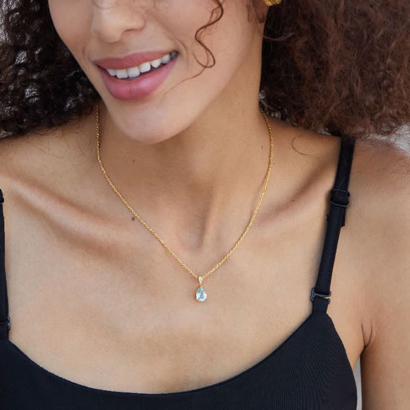 Collier chaîne en corde de chanvre avec topaze naturelle en argent 925 Olivenorma