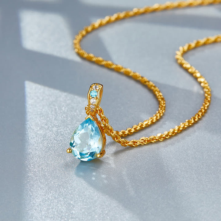 Collier chaîne en corde de chanvre avec topaze naturelle en argent 925 Olivenorma