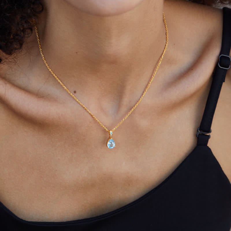 Collier chaîne en corde de chanvre avec topaze naturelle en argent 925 Olivenorma
