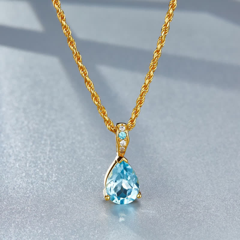 Collier chaîne en corde de chanvre avec topaze naturelle en argent 925 Olivenorma
