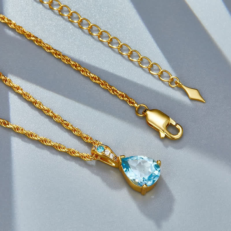 Collier chaîne en corde de chanvre avec topaze naturelle en argent 925 Olivenorma
