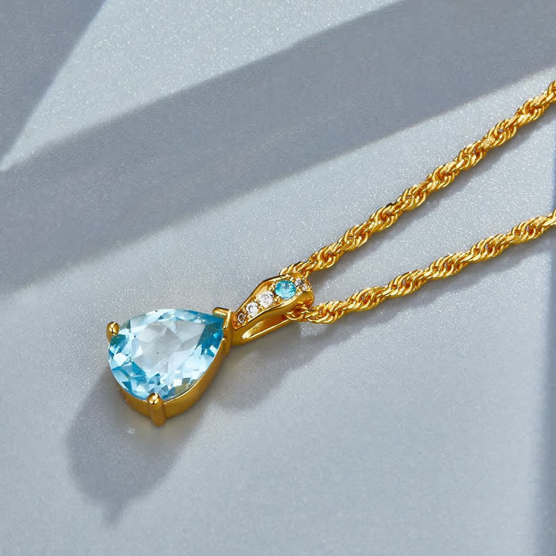 Collier chaîne en corde de chanvre avec topaze naturelle en argent 925 Olivenorma