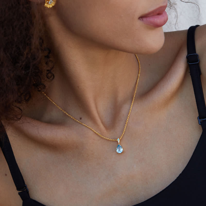 Collier chaîne en corde de chanvre avec topaze naturelle en argent 925 Olivenorma