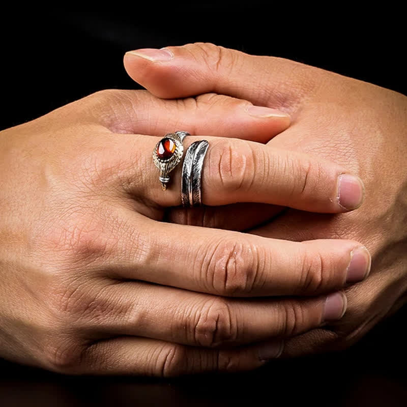 Bague ouverte en argent S925 en forme de plume incurvée Olivenorma - image 6