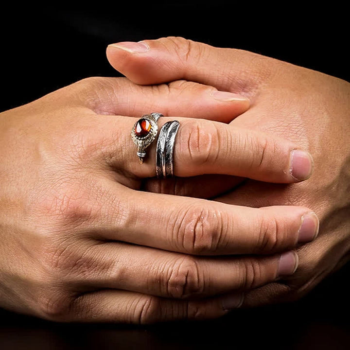 Bague ouverte en argent S925 en forme de plume incurvée Olivenorma - image 6