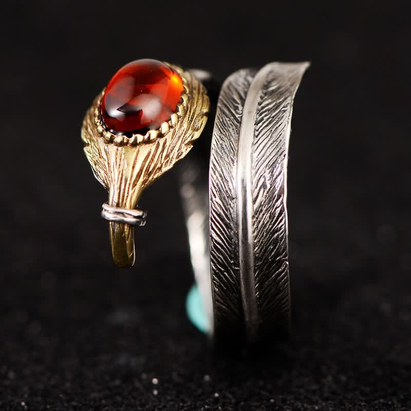 Bague ouverte en argent S925 en forme de plume incurvée Olivenorma - image 9