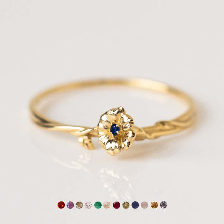 Bague en or avec fleur de naissance délicate Olivenorma
