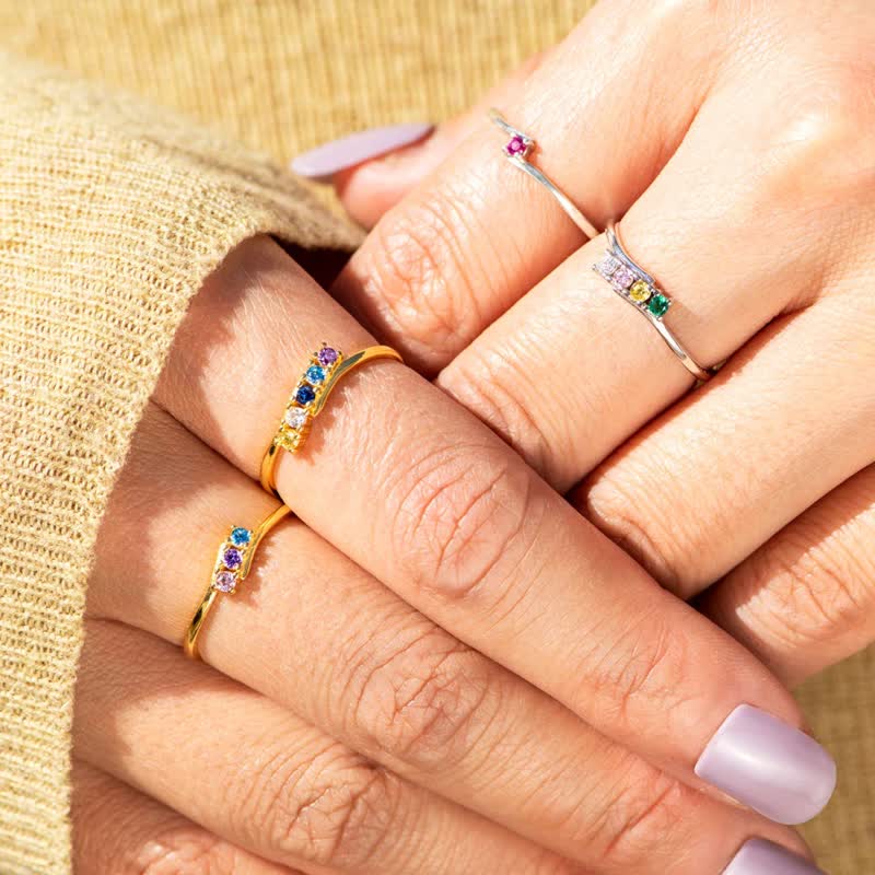 Bague Olivenorma en argent sterling S925 avec pierre de naissance et diamant, ornée d'une carte cadeau. - image 7