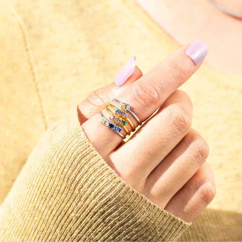 Bague Olivenorma en argent sterling S925 avec pierre de naissance et diamant, ornée d'une carte cadeau. - image 4