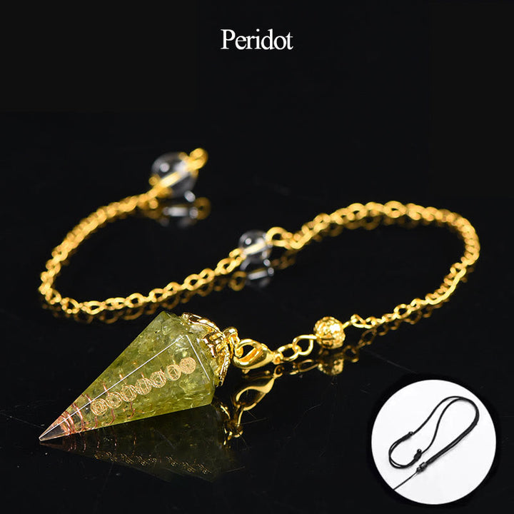 Pendule spirituel pointu en cristal d'aigue-marine naturelle Olivenorma