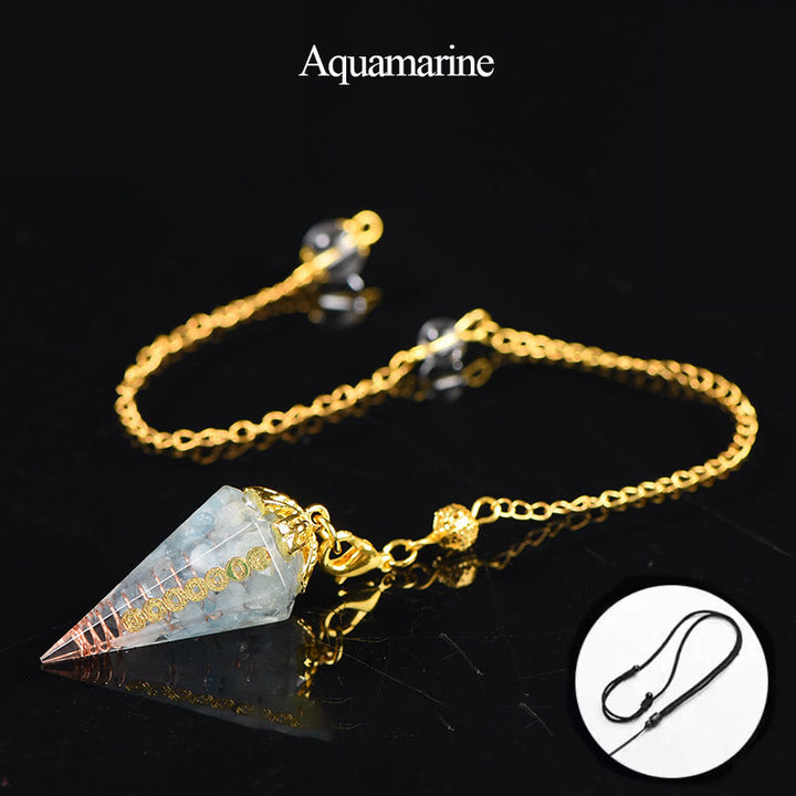 Pendule spirituel pointu en cristal d'aigue-marine naturelle Olivenorma
