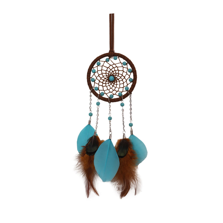 Ornement à suspendre attrape-rêves en plumes turquoise Olivenorma