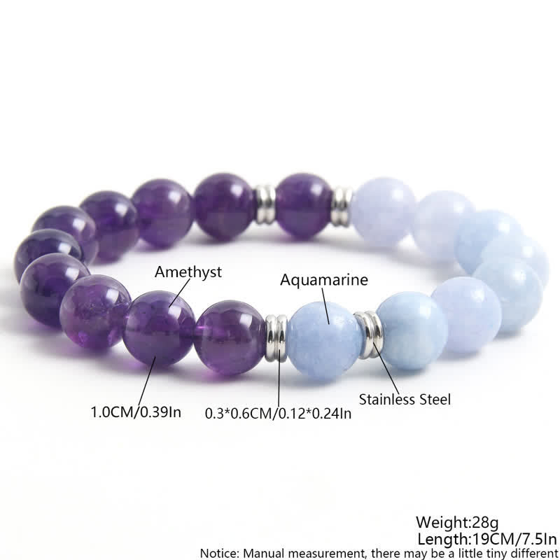 Bracelet de perles d'aigue-marine et d'améthyste Olivenorma 