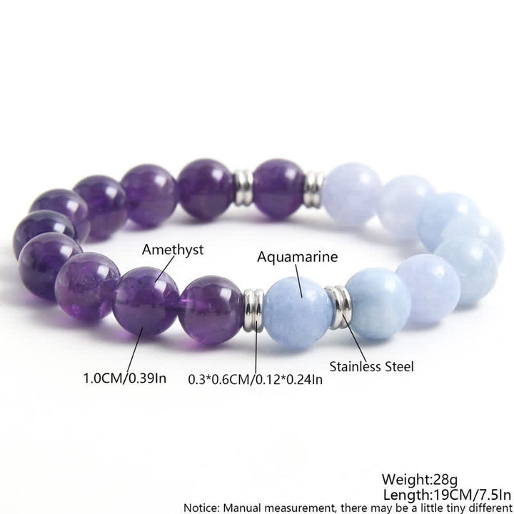 Bracelet de perles d'aigue-marine et d'améthyste Olivenorma 