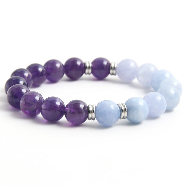 Bracelet de perles d'aigue-marine et d'améthyste Olivenorma 