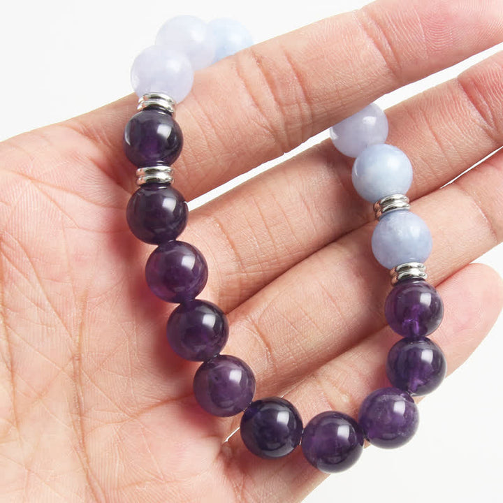 Bracelet de perles d'aigue-marine et d'améthyste Olivenorma 