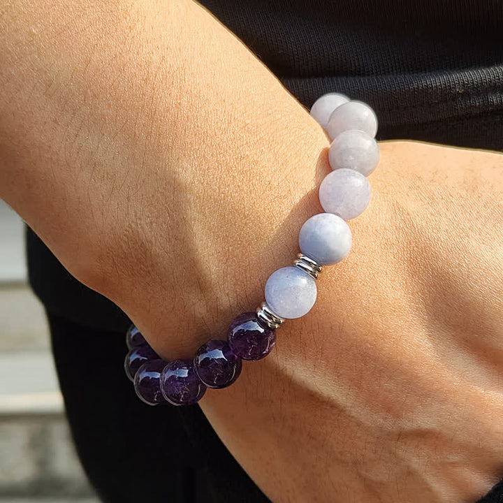 Bracelet de perles d'aigue-marine et d'améthyste Olivenorma 