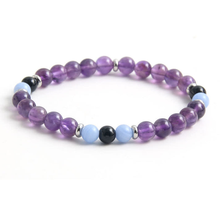 Bracelet de perles en calcédoine bleue améthyste Olivenorma 