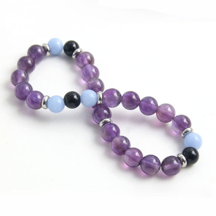 Bracelet de perles en calcédoine bleue améthyste Olivenorma 