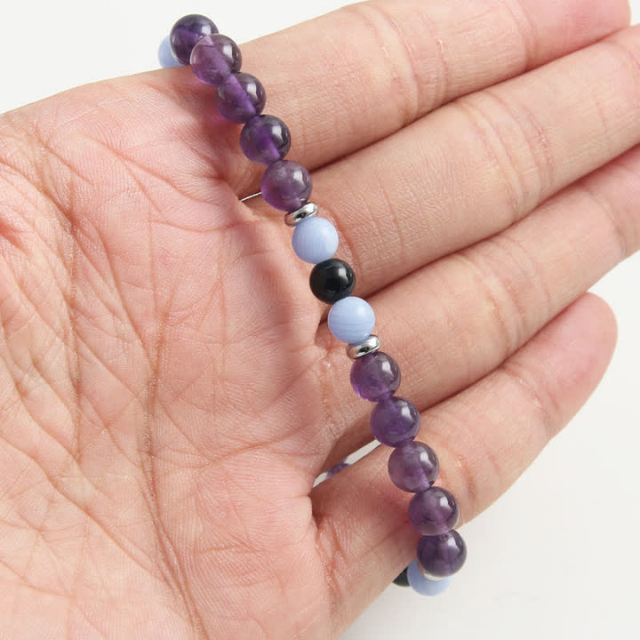 Bracelet de perles en calcédoine bleue améthyste Olivenorma 