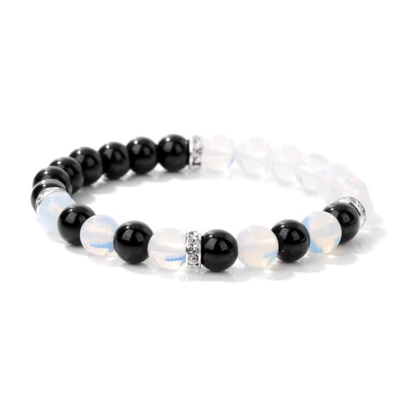 Bracelet en perles contrastées multicolores en pierre naturelle Olivenorma 