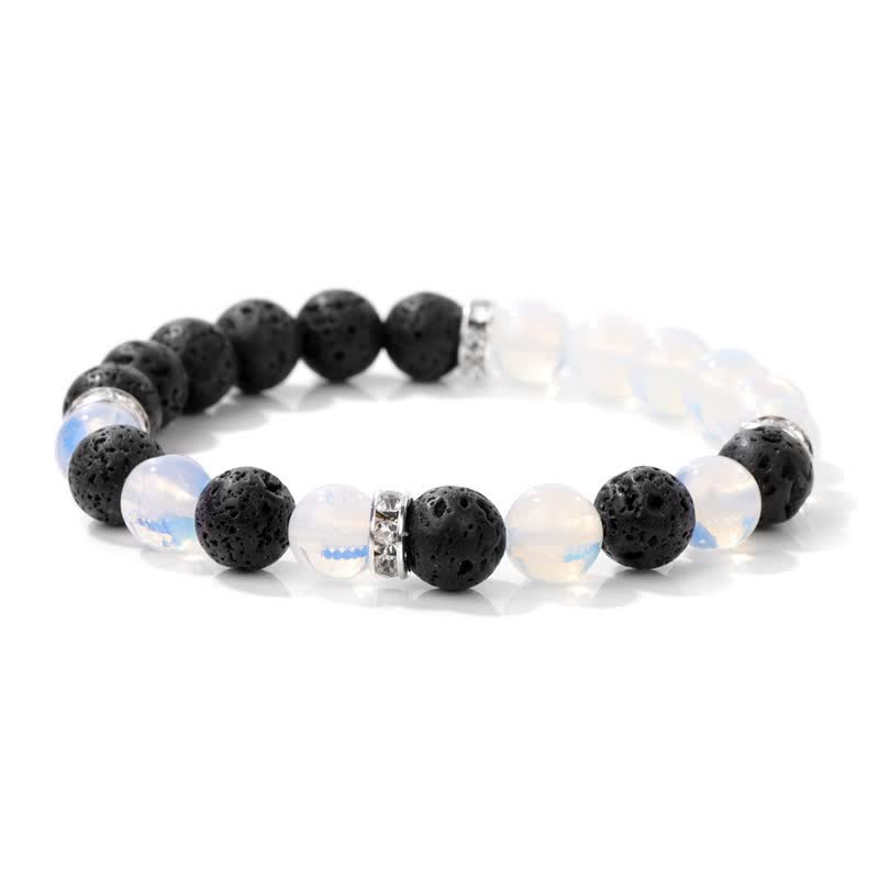 Bracelet en perles contrastées multicolores en pierre naturelle Olivenorma 